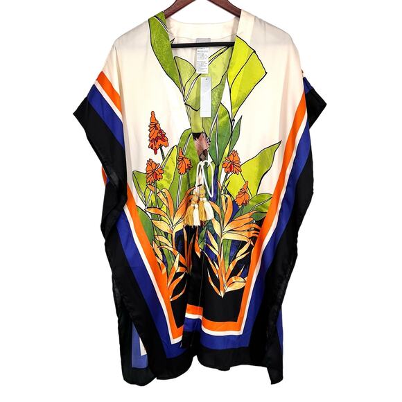 NEW NWT $99 CHICO'S Medium 0/1 Tropical Wearable Art Kimono Shirt Top Beach - Picture 1 of 9